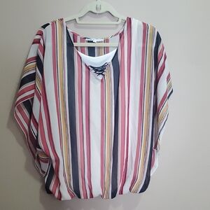 Cleo Multicolor Striped Blouse Size Medium